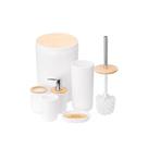 Kit Conjunto para Banheiro Bambu 6 Peças, Branco Plasvale