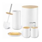 Kit Conjunto Para Banheiro Com 5 Peças Bambu Life Nobre - Branco