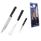 Kit Conjunto Para Churrasco Aço Inox Faca Garfo 3 Peças