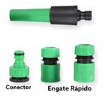 Kit Conjunto para Irrigação com Engates Rápidos e Esguicho 4 Peças Mangueira Torneira Gift Útil