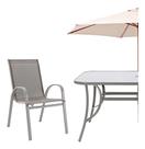 Kit Conjunto Para Jardim - Ombrelone, Cadeira, Banco, Mesa
