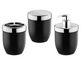 Kit Conjunto Para Pia De Banheiro Preto 3 Peças Porta Algodão Escovas Dental Sabonete Líquido Dispenser