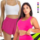 KIT conjunto TOP ALÇA MÉDIA bojo Short TACTEL FEMININO Corrida Academia 1073