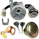 Kit conjunto travas chave ignição Biz125 2009 a 2015 contato tampa do tanque trava do banco 3 peças