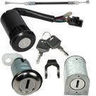 Kit conjunto travas chave ignição Pop100 2007 a 2015 contato trava guidão banco 3 peças com cabo da trava do banco