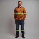 Kit Conjunto Uniforme Camisa e Calça Jeans Brim Com Faixa Refletiva Cores Kit Conjunto Uniforme Camisa e Calça Jeans Brim Com Faixa Refletiva Cores