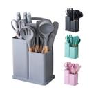 Kit Conjunto Utensílios Cozinha Silicone Faca Tábua 19 Pçs