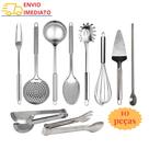 Kit Conjunto Utensílios de Inox 10 peças Jogo de Cozinha