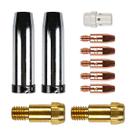 Kit Consumíveis 10 Peças Bico Contato M6x28 Bocal Difusor Porta Bico Tocha Solda Mig 1.0mm Mb 36kd