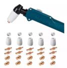 Kit Consumíveis Tocha Plasma PT31: 10 un. Bico Longo - 10 un Eletrodo Longo - 5 un Anel Difusor Cerâmico. - 5 un Bocal Kit Consumíveis Tocha Plasma PT31: 10 un. Bico Longo - 10 un Eletrodo Longo - 5 un Anel Difusor Cerâmico. - 5 un Bocal