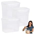 Kit Container Pote Hermetico Retangular Alto 900ml 2,8/4,5L