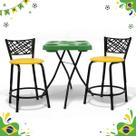 Kit Copa Do Mundo 2 Banquetas Baixa Eclipse Preta Assento Amarelo Mais Mesa Petisqueira Verde Hexa Jogos Brasil