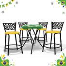 Kit Copa Do Mundo 4 Banquetas Baixa Eclipse Preta Assento Amarelo Mais Mesa Petisqueira Verde Hexa Jogos Brasil