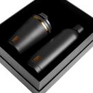 Kit Copo 350 Ml e Garrafa 500 Ml Edição Floral Gold Térmico Preto