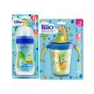 Kit Copo Caneca Antivazamento Aprendizado 207ml Magia Lillo mais Mamadeira Bebê 300ml Evolution