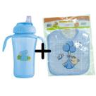Kit Copo Infantil anti-vazamento Bico Silicone E conjunto 3 Babadores