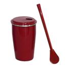 Kit Copo Liso Bomba Metal Color Terere Térmico Vermelho Pig