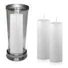 Kit Copo Suporte Vidro para Vela + 3 Velas Votivas 7 Dias Branca 250g