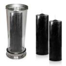 Kit Copo Suporte Vidro para Vela + 3 Velas Votivas 7 Dias Preta 250g Kit Copo Suporte Vidro para Vela + 3 Velas Votivas 7 Dias Preta 250g