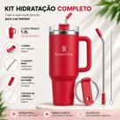Kit Copo Térmico Inox Portátil 1200ml 1.2L Garrafa Térmica Inoxidável com Tampa e Canudo e Escova para Limpeza Verittas