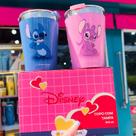 Kit copo viagem snap 300ml stitch e angel namorados