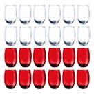 Kit Copo Vidro 450ml 12 Vermelho/12 Transparente California