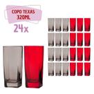 Kit Copos de Vidro 320ml 12 Vermelho / 12 Cinza Texas Agua