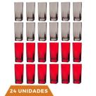 Kit Copos de Vidro 320ml 12 Vermelho / 12 Cinza Texas Agua