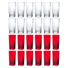 Kit Copos de Vidro 320ml 12 Vermelho / 12 Transparente Texas