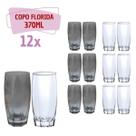 Kit Copos de Vidro 370ml 6 Transparente / 6 Cinza Florida