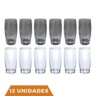 Kit Copos de Vidro 370ml 6 Transparente / 6 Cinza Florida
