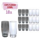 Kit Copos de Vidro 370ml 9 Transparente / 9 Cinza Florida