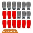 Kit Copos de Vidro 370ml 9 Vermelho / 9 Cinza Florida