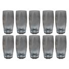 Kit Copos de Vidro 370ml Cinza Florida Agua Suco Vinho 10Un