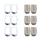 Kit Copos de Vidro 450ml 6 Transparente / 6 Cinza California