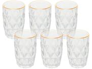 Kit Copos Diamond (6 Peças - 350 ml) com Fio de Ouro