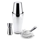 Kit Coqueteleira Dosador e Coador Aço Inox Profissional Weck