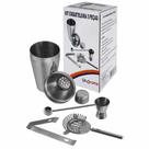 Kit Coqueteleira Inox 5 Peças Descascador Dosador PInça e Misturador Uny Home 893671KIT