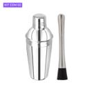 Kit Coqueteleira Inox 500ml Com Socador Inox 21cm Profissional para Drinks, Caipirinhas e Coquetéis