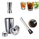 Kit Coqueteleira Socador Dosador Inox 500ml Drinks Caipirinha
