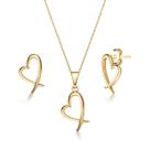 Kit Coração Colar Brinco Pingente Joias Folheada a Ouro 18k