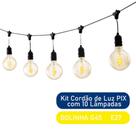 Kit Cordão de Luz PIX com 10 Lâmpadas Bolinha G45