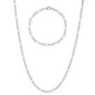 Kit Cordão Pulseira Banhado Prata 925 Masculina 70cm 3x1 4mm Kit Cordão Pulseira Banhado Prata 925 Masculina 70cm 3x1 4mm