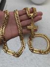 Kit Cordão Pulseira Pingente 13mm Grumet Banhado A Ouro 18k