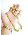 Kit Cordão Pulseira Pingente Banhado A Ouro 18K Modelo Friso