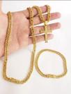 Kit Cordão Pulseira Pingente Banhado Ouro 18K Grumet Lacraia