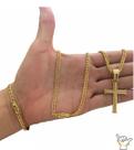 Kit Cordão Pulseira Pingente Banhado Ouro 18K Grumet Lacraia