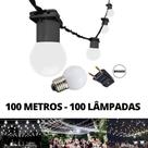 KIT Cordão Varal de Luz Festão 100 Metros com 100 Lâmpadas Branco Frio Bivolt KIT Cordão Varal de Luz Festão 100 Metros com 100 Lâmpadas Branco Frio Bivolt