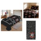 Kit Corinthians Oficial Completo Solteiro Jogo de Cama + Manta + Toalha