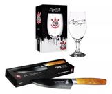 Kit Corinthians Taça de Cerveja + Faca Inox para Churrasco